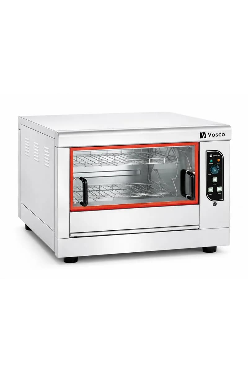 Vosco Elektrikli Piliç Çevirme Fırını - 12-16 Tavuk Kapasiteli Profesyonel Rotisserie Fırın