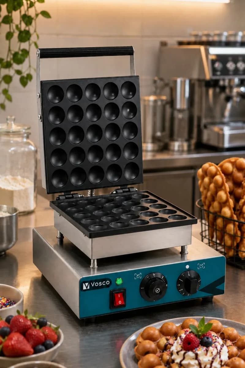 Vosco Tekli Kare Bubble Waffle Makinesi - Profesyonel Kare Waffle Makinesi 1750W