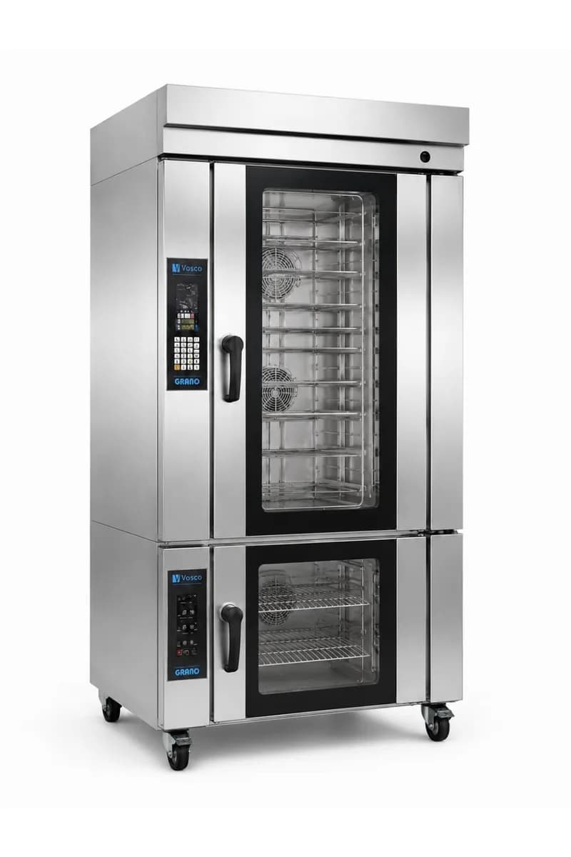 Vosco 10 Tepsili Elektrikli Rotary Fırın + Entegre Mayalama Dolabı - Profesyonel Pastane ve Fırın Üretim Sistemi