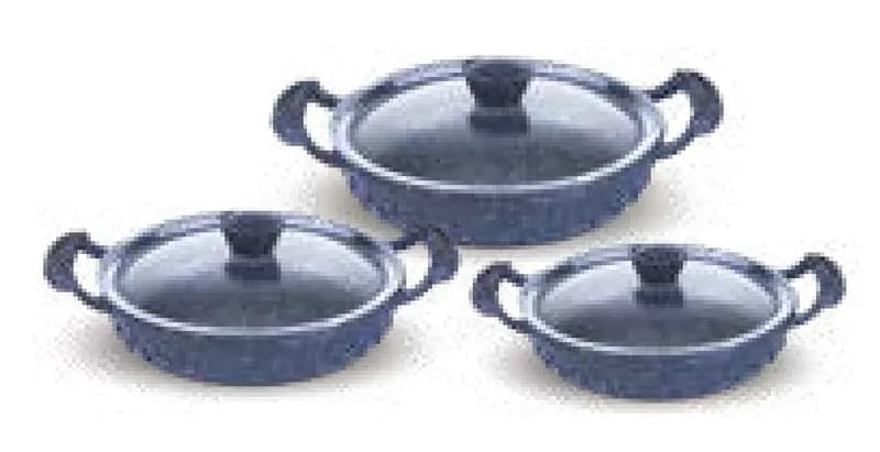 6 Parça Döküm Omlet Set Siyah 18 cm - 20 cm - 22 cm