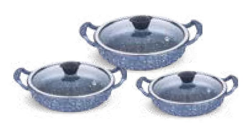 6 Parça Döküm Omlet Set Gri 18 cm - 20 cm - 22 cm