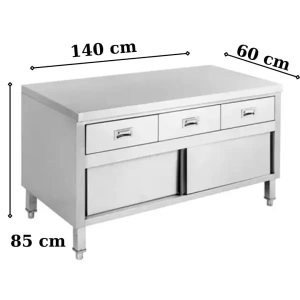 Paslanmaz Mutfak Çalışma Tezgahı 140 cm