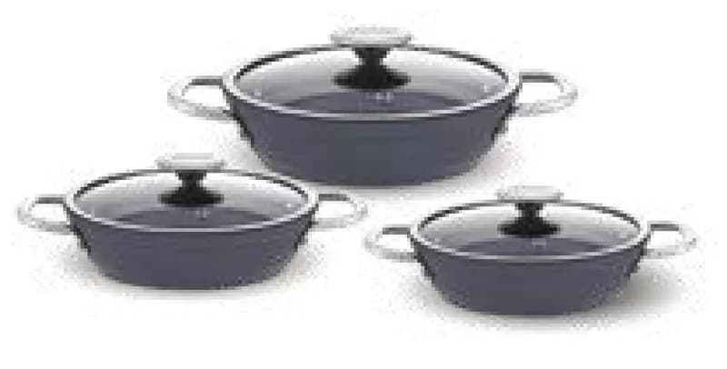 Mercan Gri 6 Parça Granit Omlet Set 18 cm - 20 cm - 22 cm