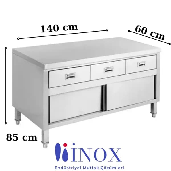 Paslanmaz Mutfak Çalışma Tezgahı 140 cm
